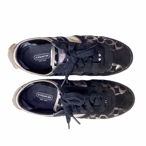 Coach Paxton Black With Metallic Signature C Logo Sneakers, Size 7 - Picture 10 of 15